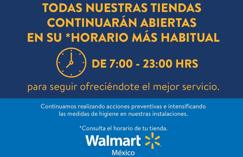 Walmart mantiene horarios